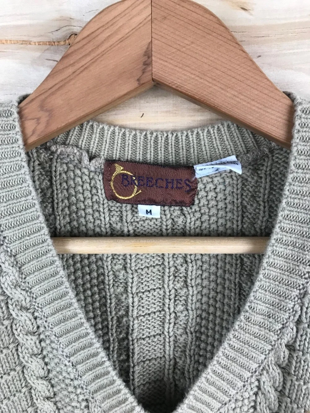 Vintage Sweater Vest Unisex Medium Brown Tan Cable Knit Breeches Hong Kong 80s